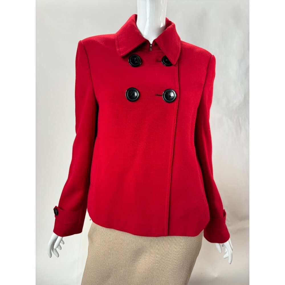 Calvin Klein Womens Red Double-Breasted Stretch Blazer Jacket Size 6 Polyester R